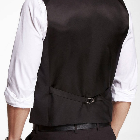 NEW NWT MEN'S EXPRESS $79 BLACK STRETCH SUIT VEST - Picture 2 of 3